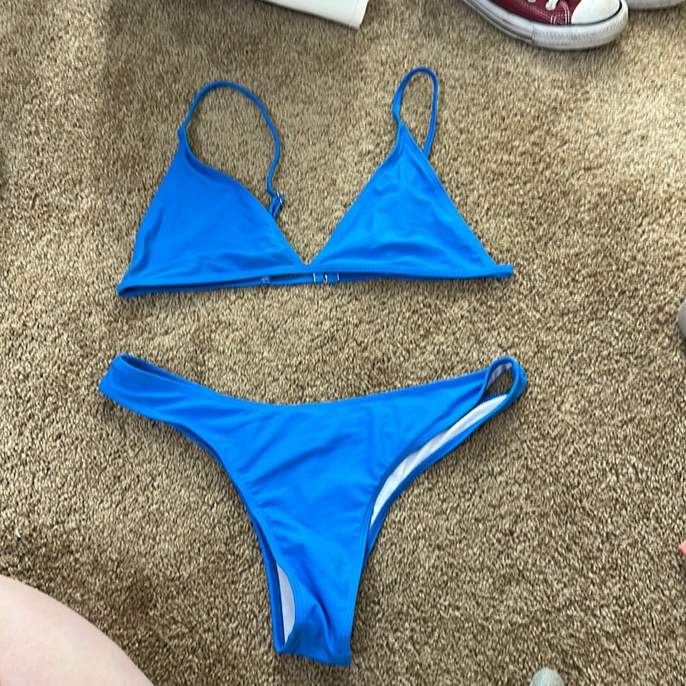 Bright blue bikini